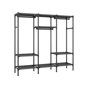 72 Inch Large Capacity Clothes Rack with Hanging Rails and Shelves