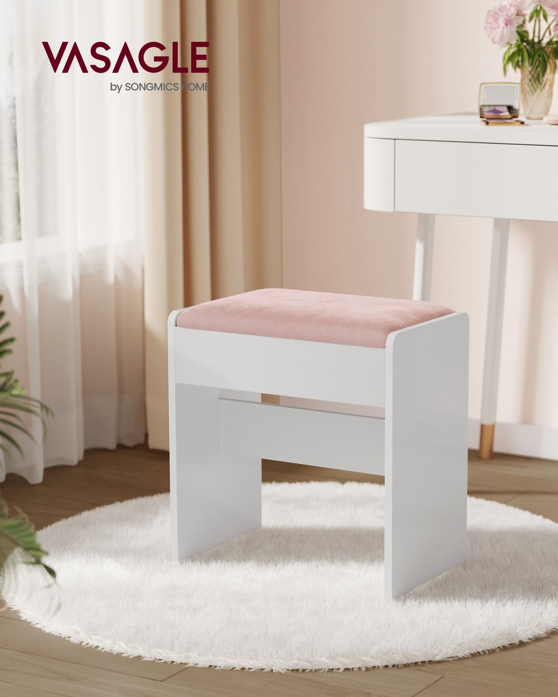 Kailyn Collection - Vanity Desk with Mirror and 9 LED Bulbs