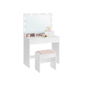 Vanity Desk with Power Outlets, Mirror and Lights