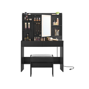 Vanity Desk with Power Outlets, Mirror and Lights