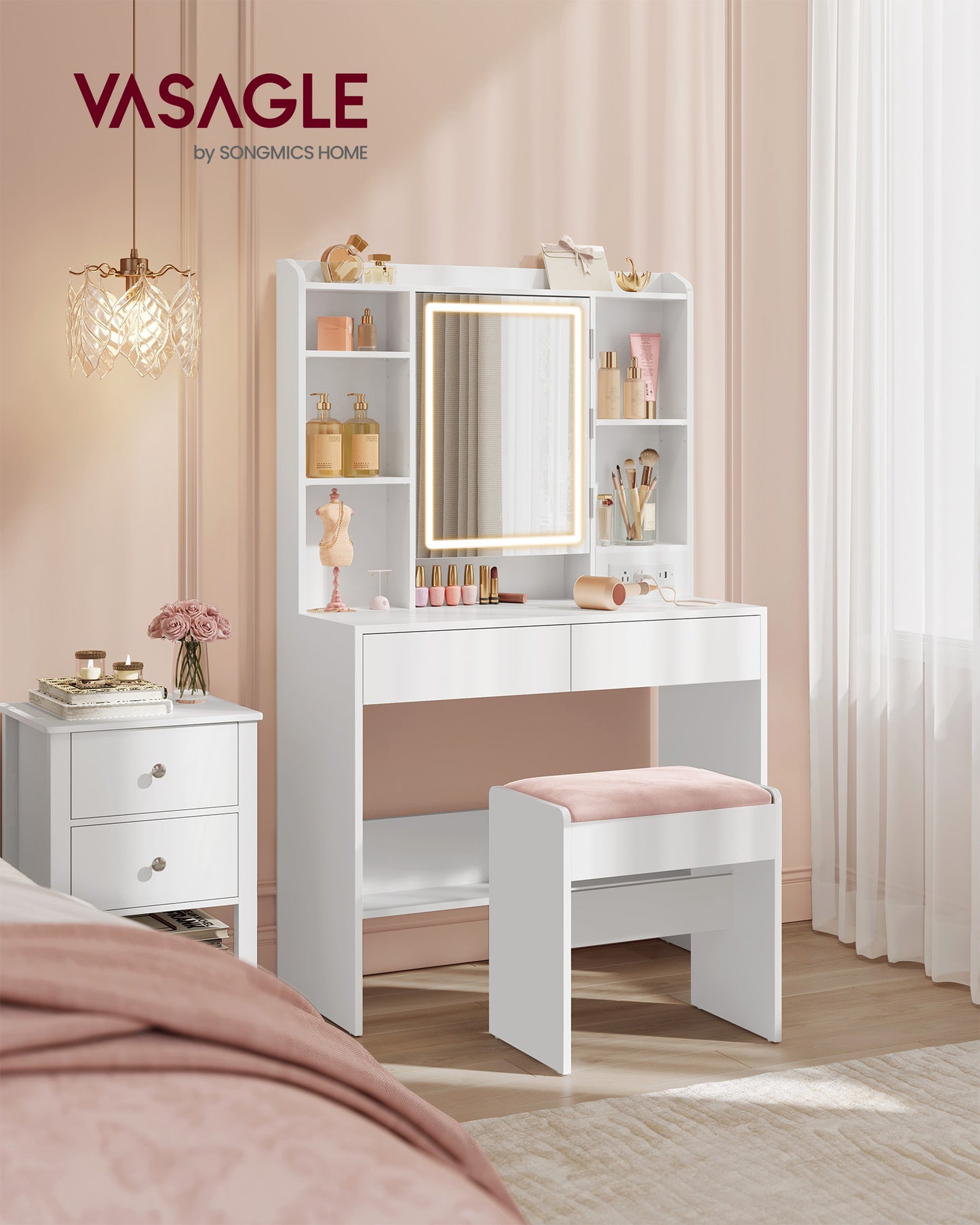 Vanity Desk with Power Outlets