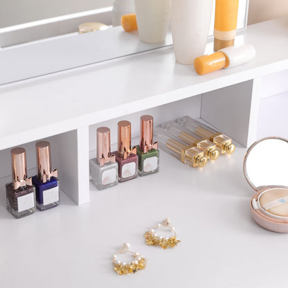 Rectangular Mirror Dressing Table with 2 Drawers and 3 Open Compartments - image 5