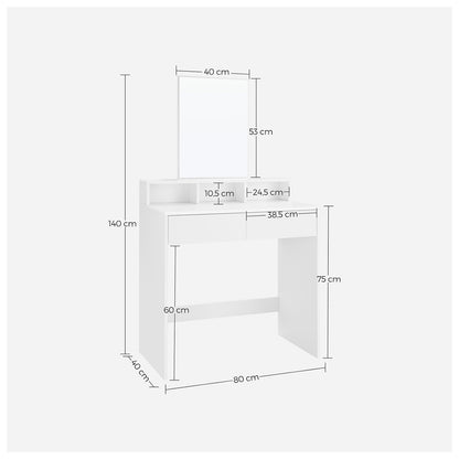 Rectangular Mirror Dressing Table with 2 Drawers and 3 Open Compartments - image 7