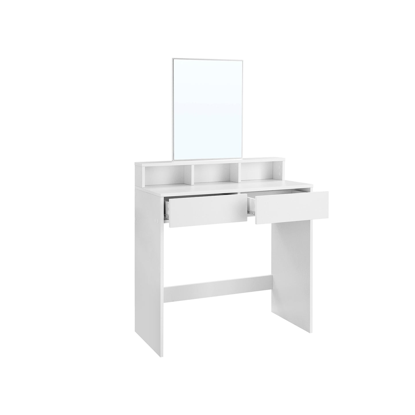 Rectangular Mirror Dressing Table with 2 Drawers and 3 Open Compartments - image 8