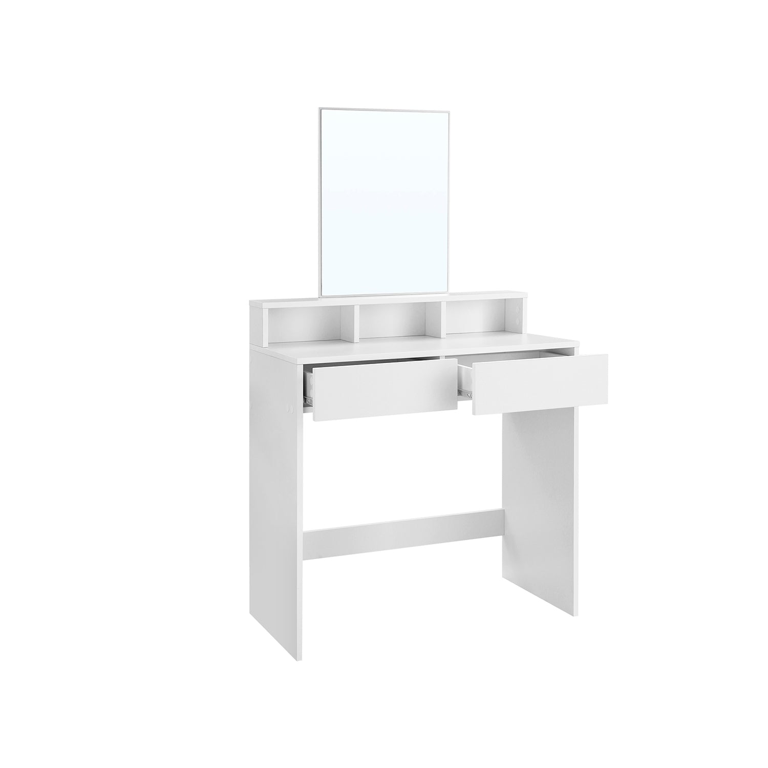 Rectangular Mirror Dressing Table with 2 Drawers and 3 Open Compartments - image 8