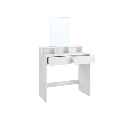 Rectangular Mirror Dressing Table with 2 Drawers and 3 Open Compartments - image 8