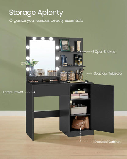 Vanity Desk with Mirror and Lights