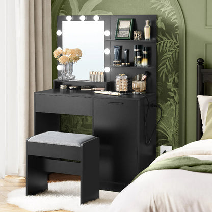 Vanity Desk with Mirror and Lights