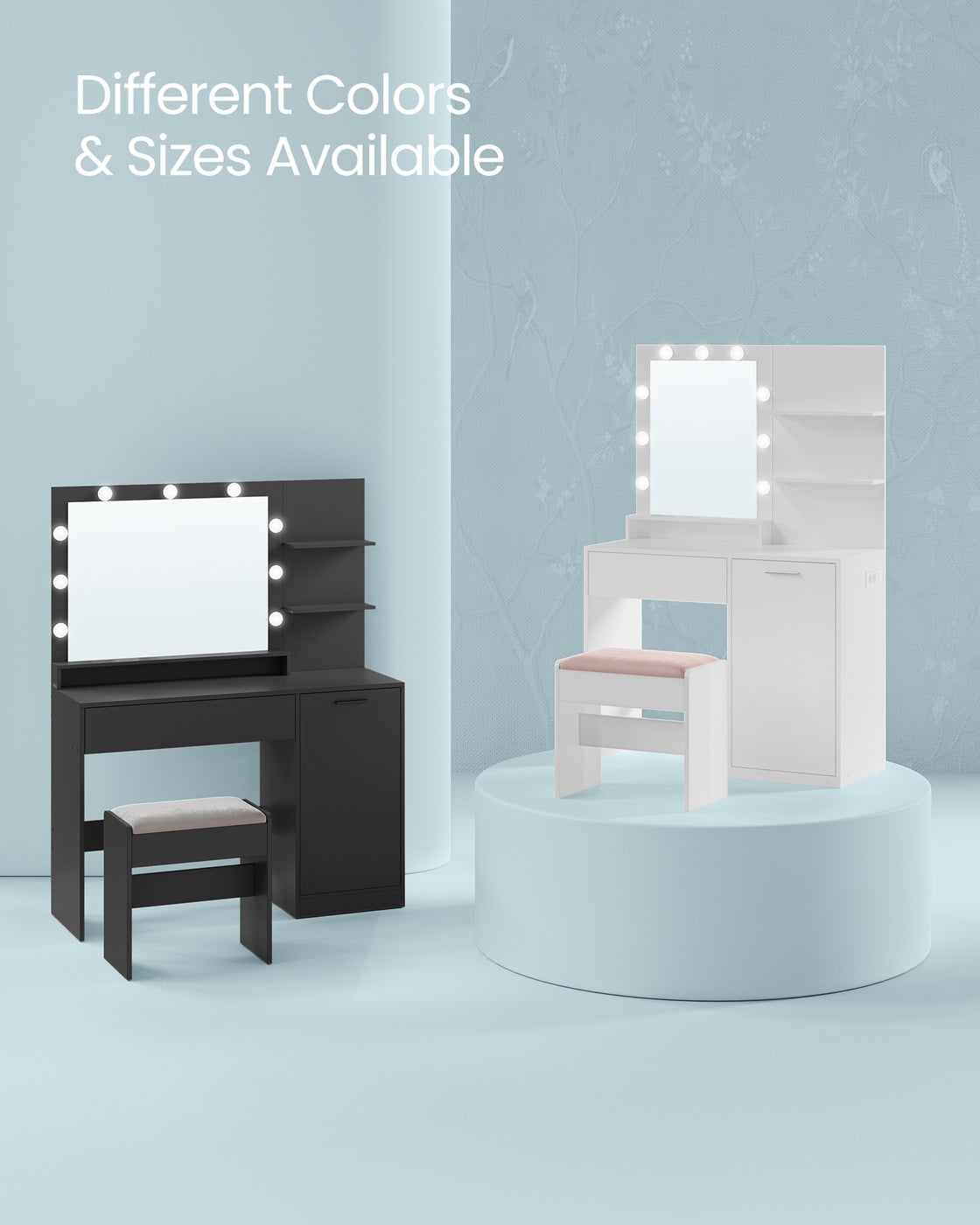 Vanity Desk with Mirror and Lights