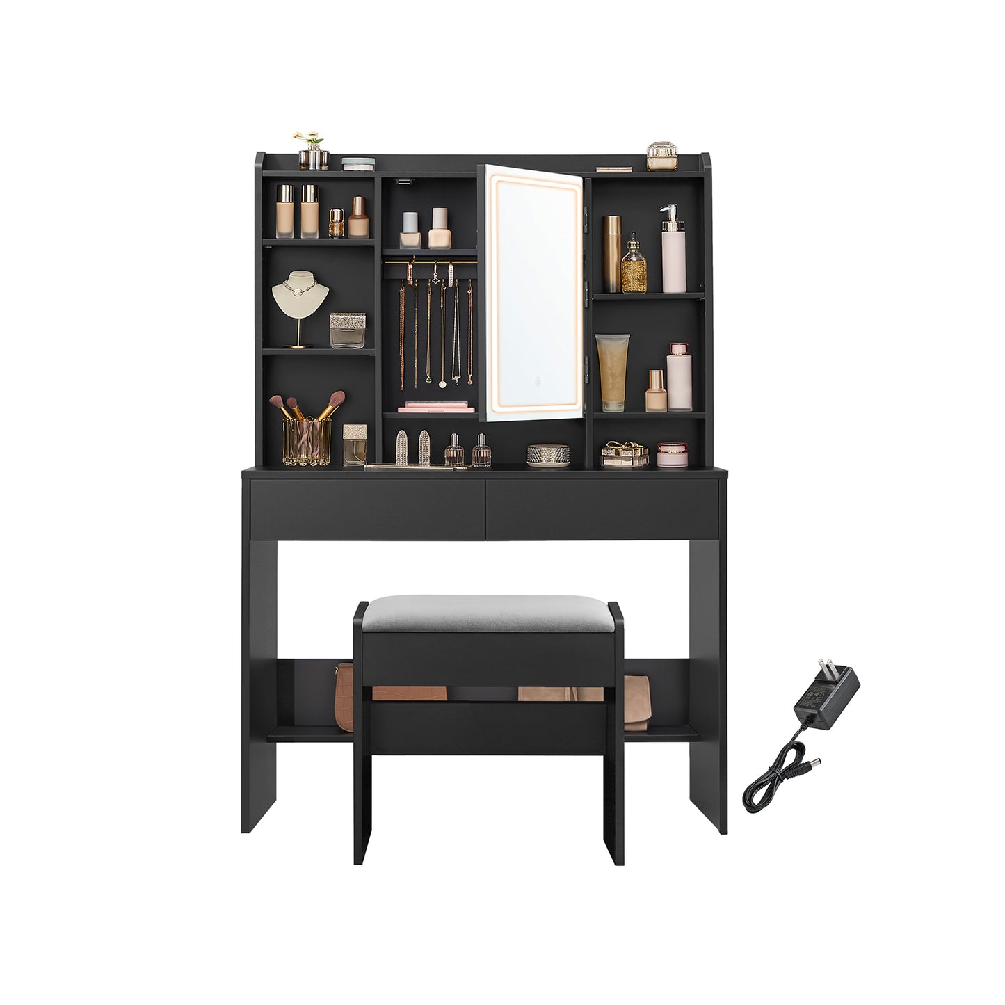 Vanity Desk with Mirror and Lights