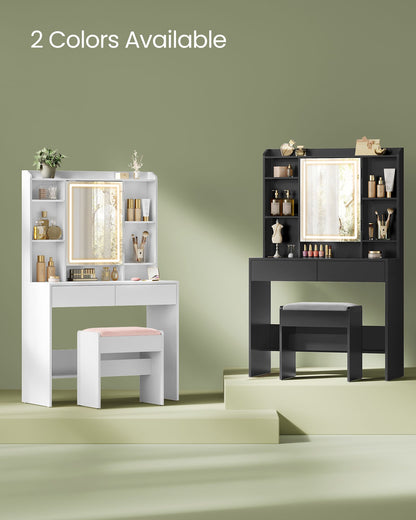 Vanity Desk with Mirror and Lights