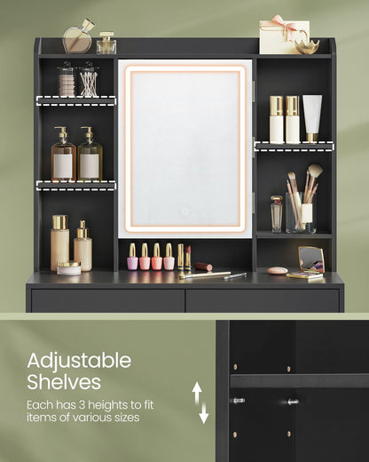 Vanity Desk with Mirror and Lights