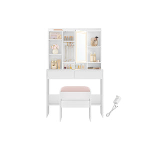 Vanity Desk with Mirror and Lights