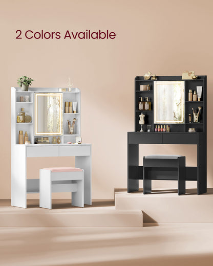 Vanity Desk with Mirror and Lights