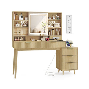 Vanity Desk with Sliding Mirror and Lights - image 8