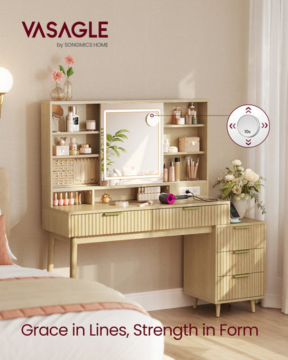 Vanity Desk with Sliding Mirror and Lights - image 2