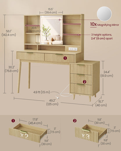 Vanity Desk with Sliding Mirror and Lights - image 7