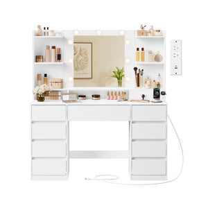 Kailyn Collection - Vanity Desk with Mirror and 9 LED Bulbs
