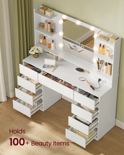 Kailyn Collection - Vanity Desk with Mirror and 9 LED Bulbs