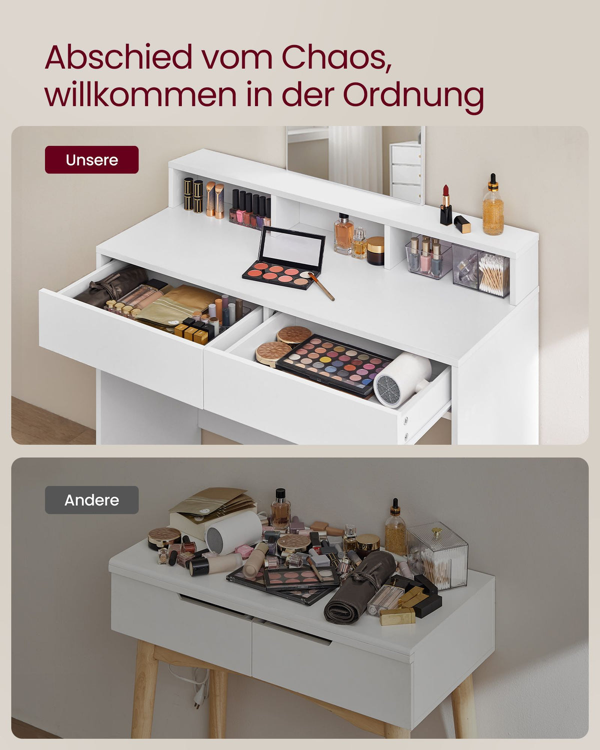 Dressing Table with Large Rectangular Mirror