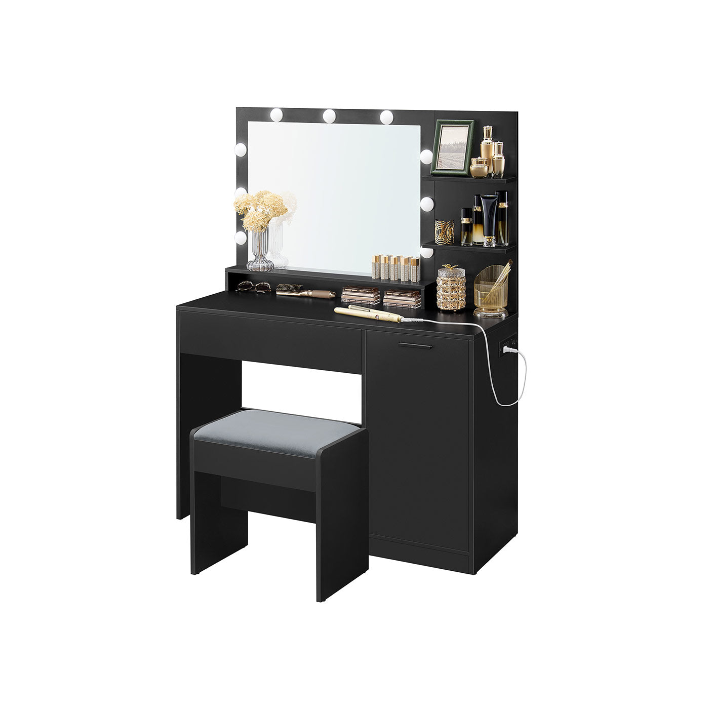 Vanity Desk with Mirror and Lights
