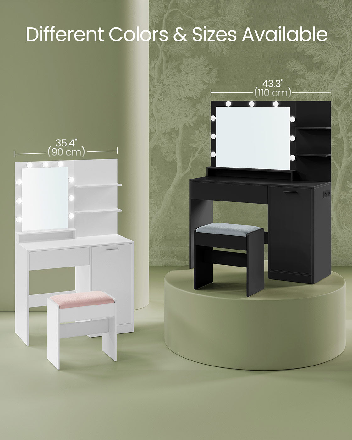 Vanity Desk with Mirror and Lights
