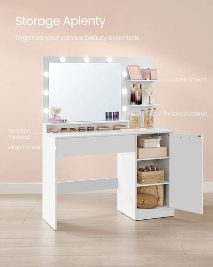 Vanity Desk with Mirror and Lights