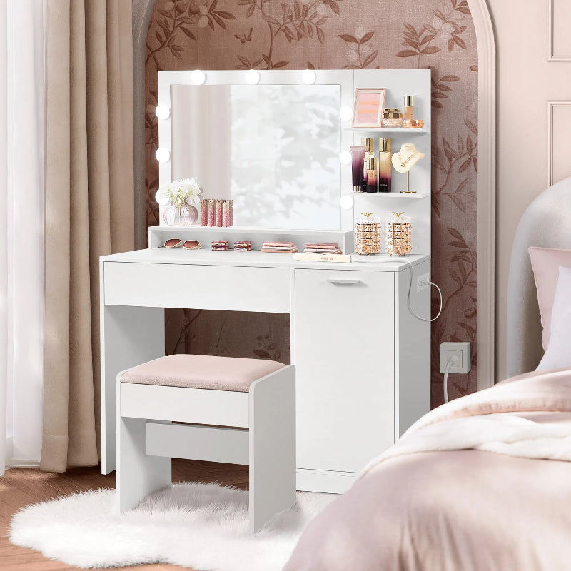Vanity Desk with Mirror and Lights