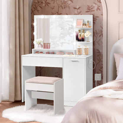 Vanity Desk with Mirror and Lights