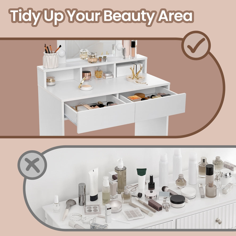 Vanity Makeup Table, Dressing Table with Lighted Mirror - image 5