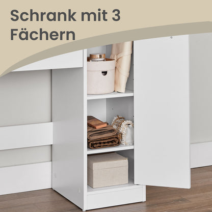 Vanity Table with Mirror, 1 Drawer, 2 Shelves