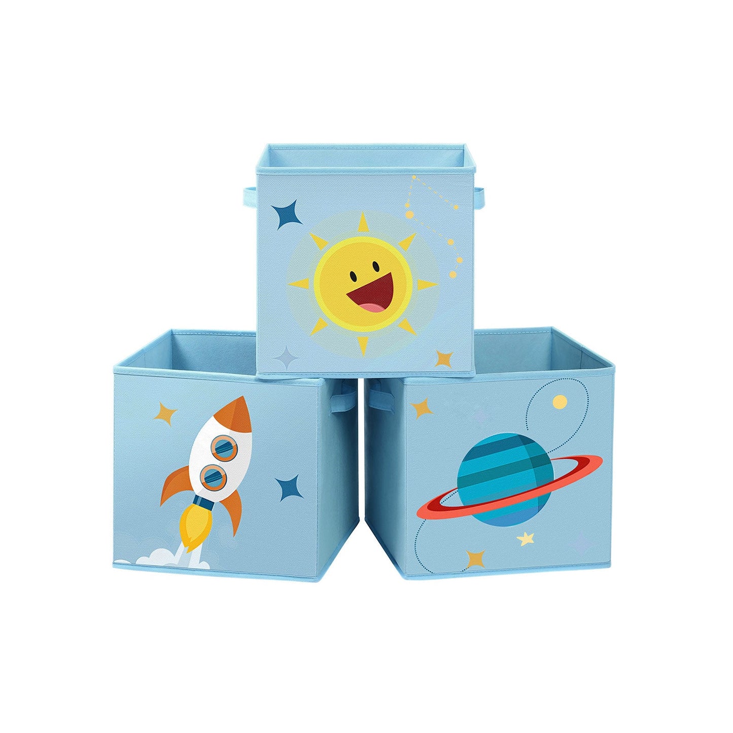 Set of 3 Blue Fabric Cube Storage Bins - image 1