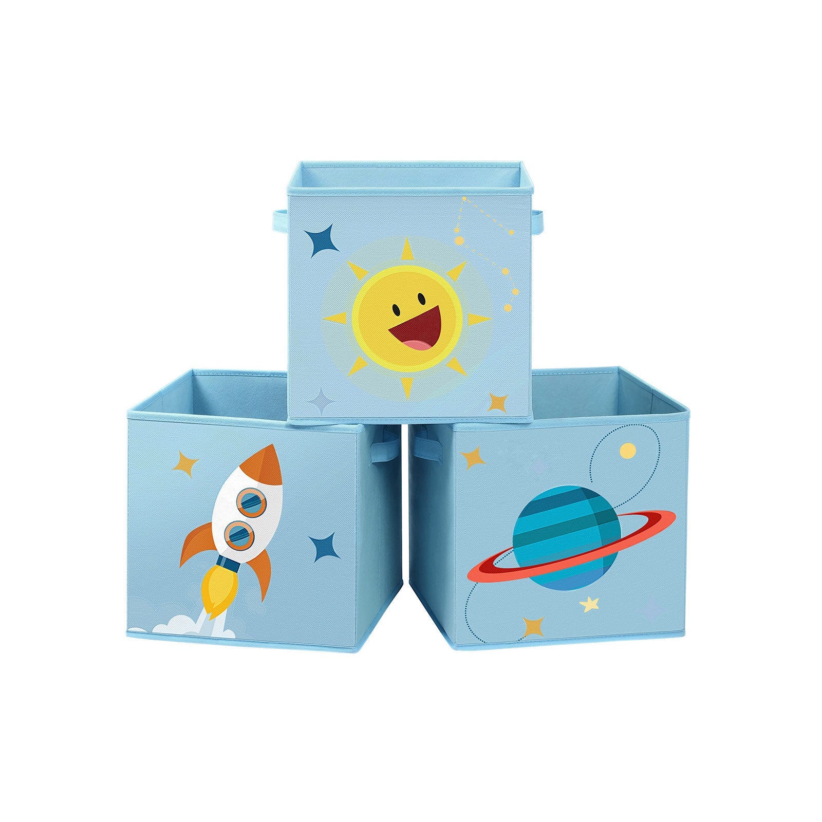 Set of 3 Blue Fabric Cube Storage Bins - image 1