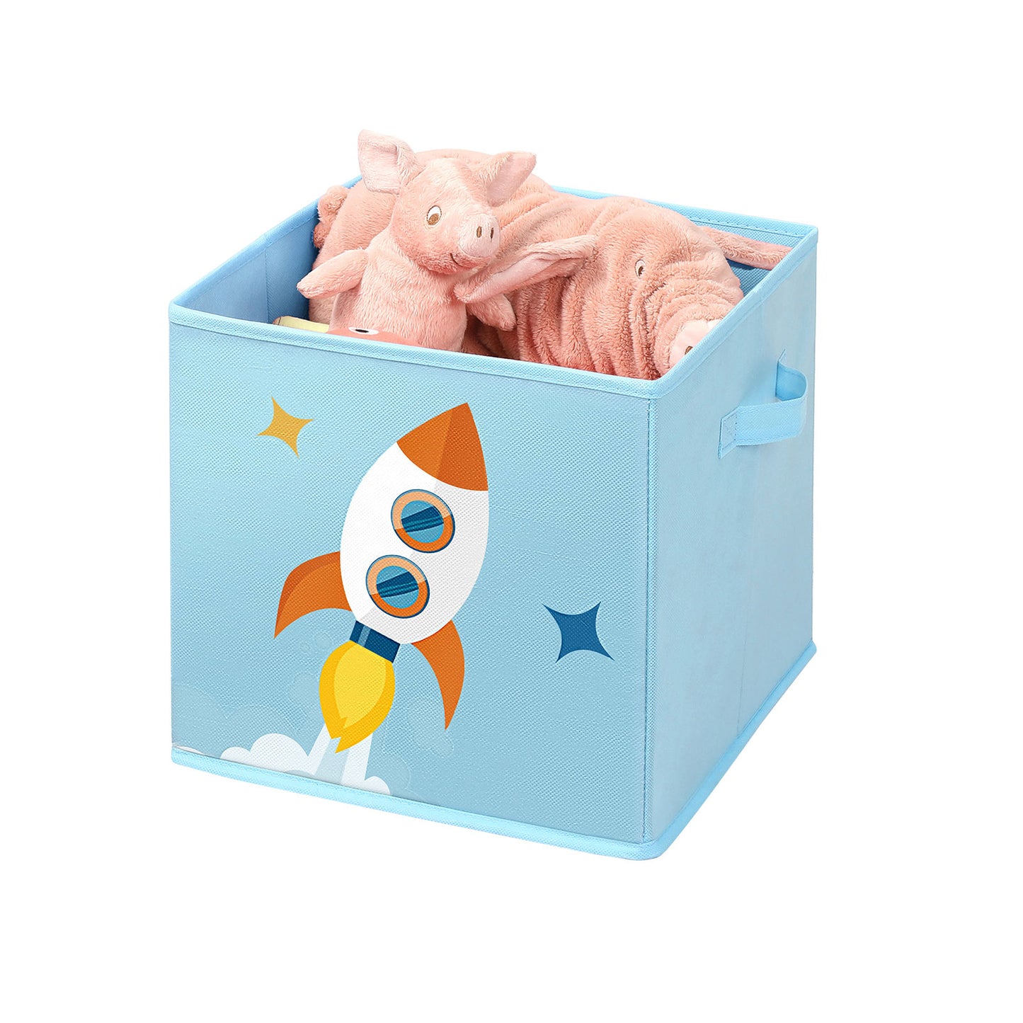Set of 3 Blue Fabric Cube Storage Bins - image 7