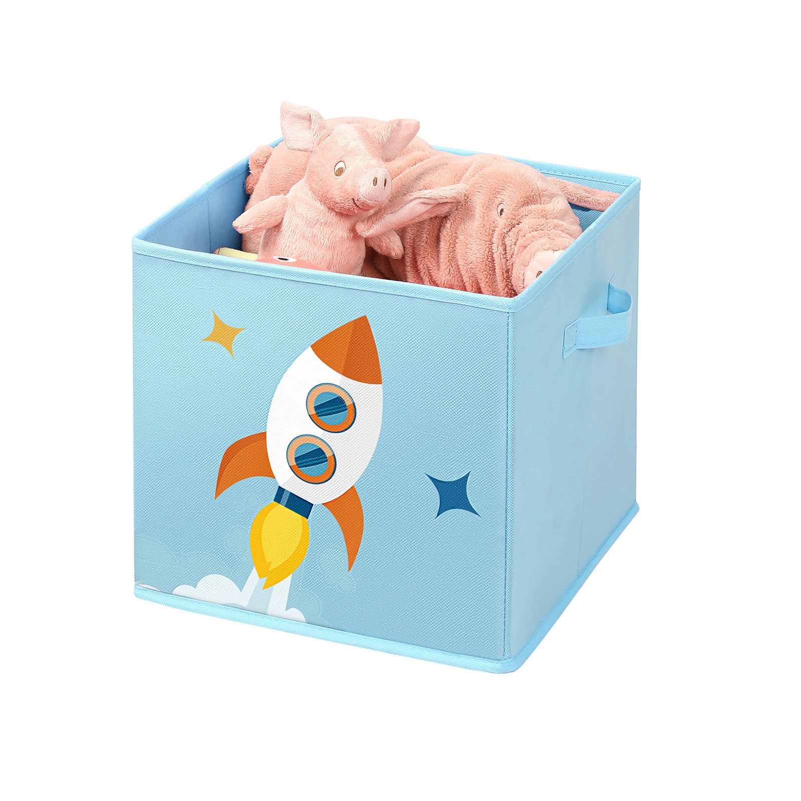 Set of 3 Blue Fabric Cube Storage Bins - image 7