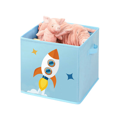 Set of 3 Blue Fabric Cube Storage Bins - image 7