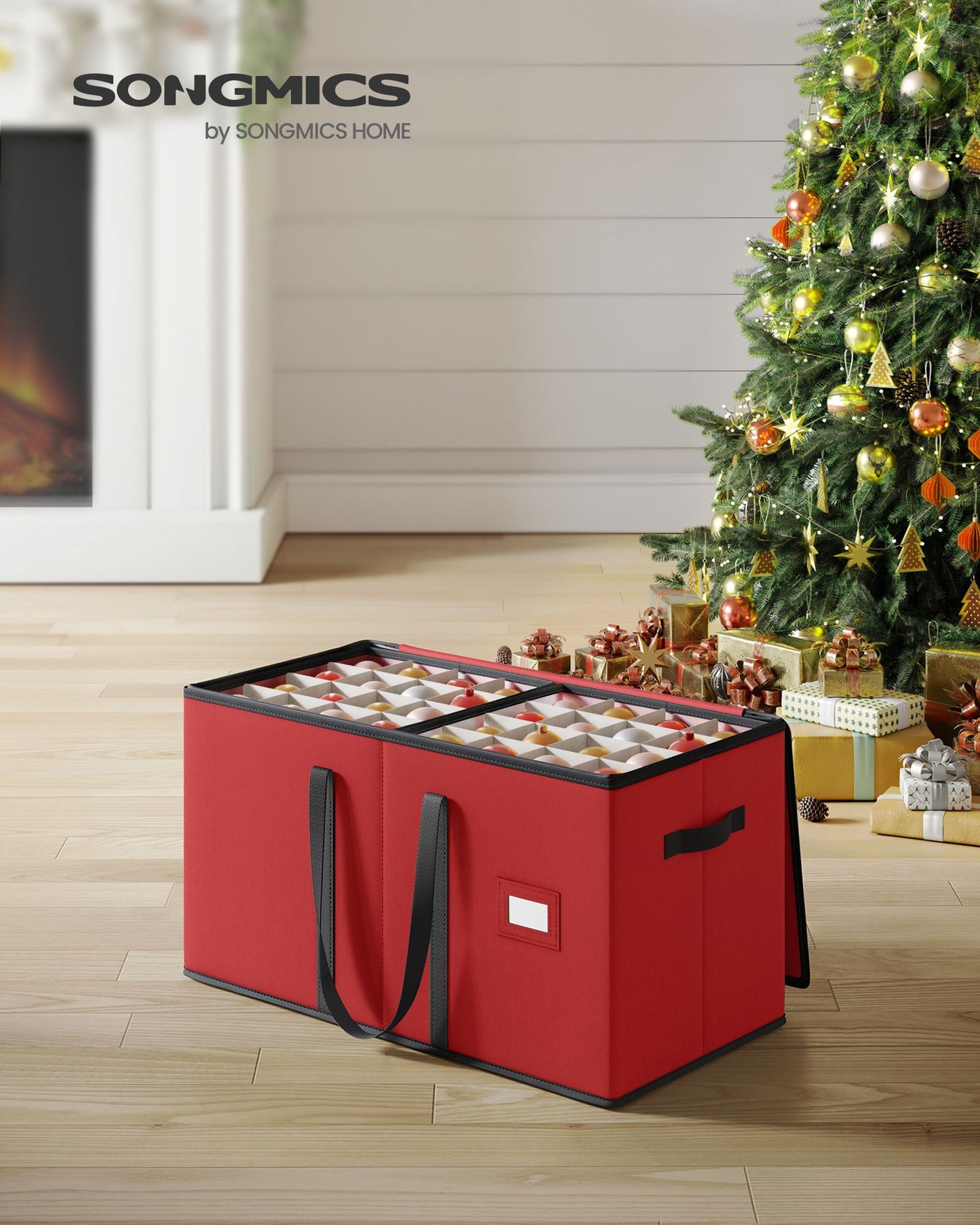 Large Christmas Ornament Storage Box with Dual Zippers