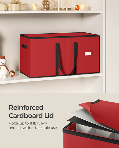 Large Christmas Ornament Storage Box with Dual Zippers