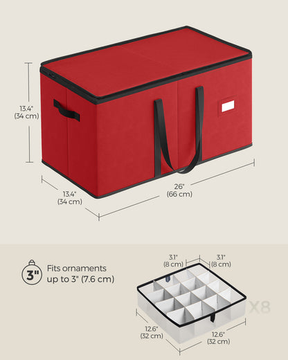 Large Christmas Ornament Storage Box with Dual Zippers