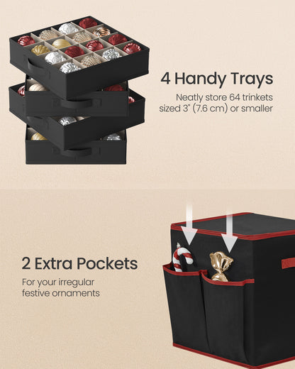 Christmas Ornament Storage Box with 64 Slots