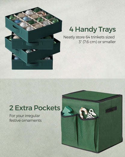 Christmas Ornament Storage Box with 64 Slots