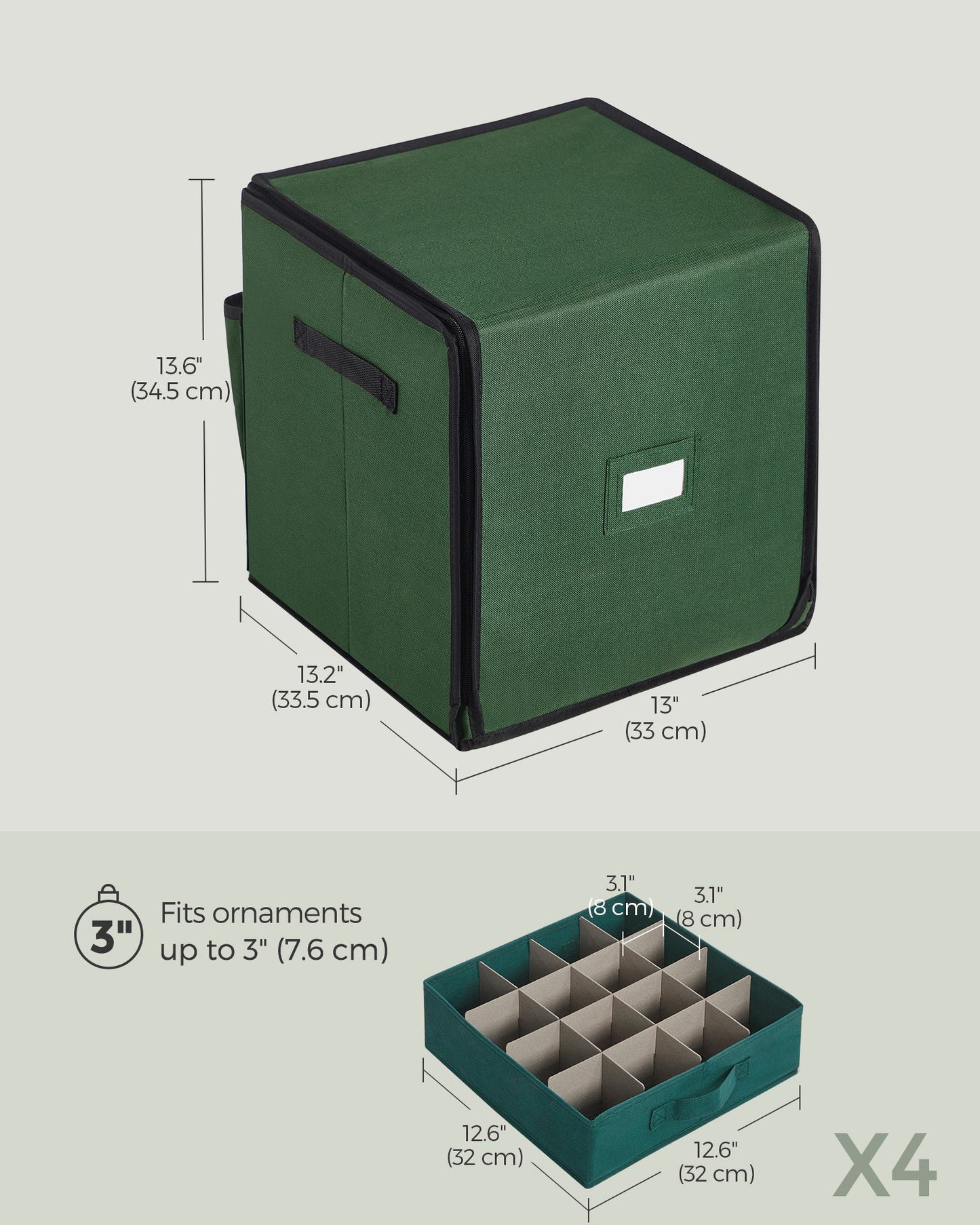 Christmas Ornament Storage Box with 64 Slots