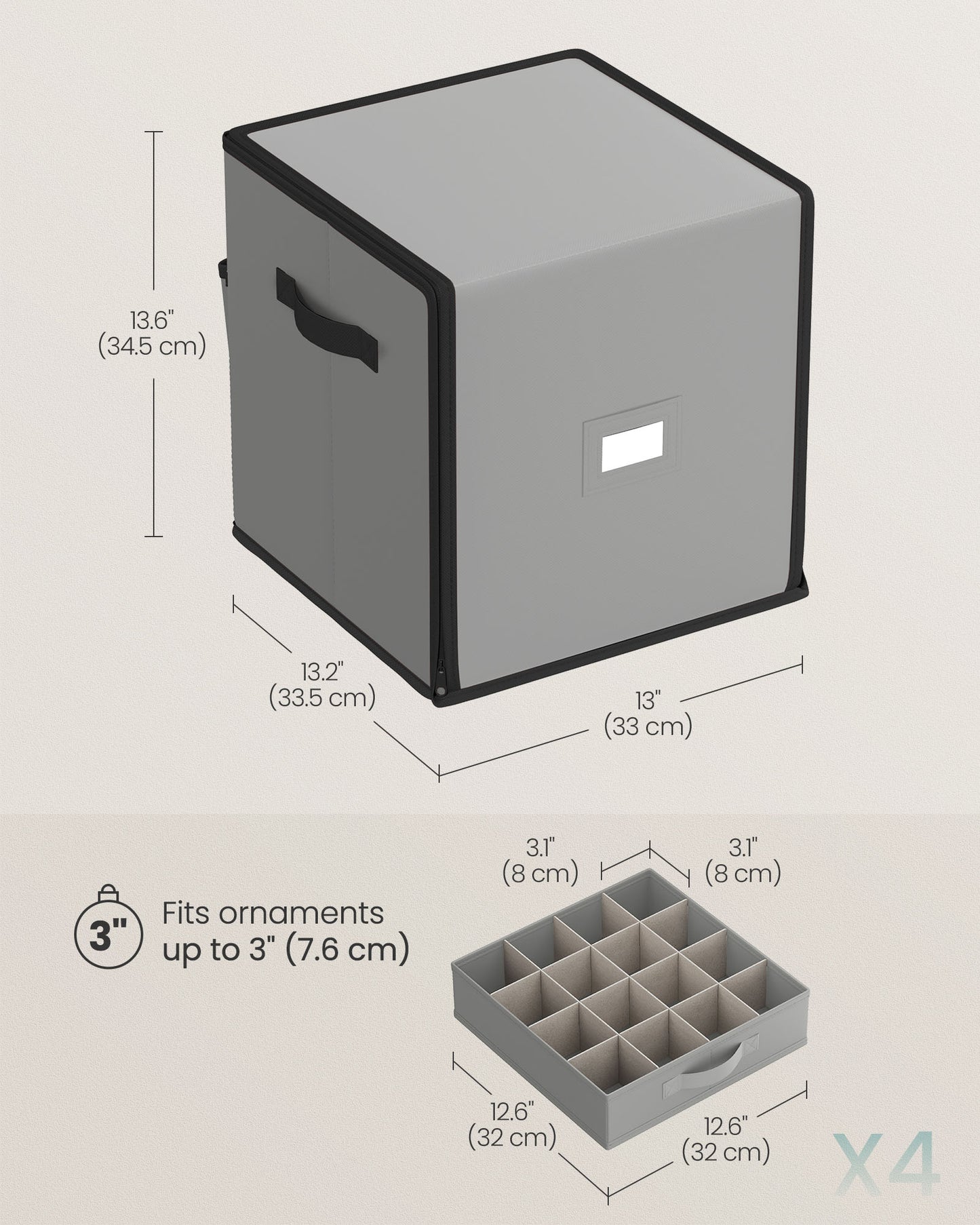 Christmas Ornament Storage Box with 64 Slots