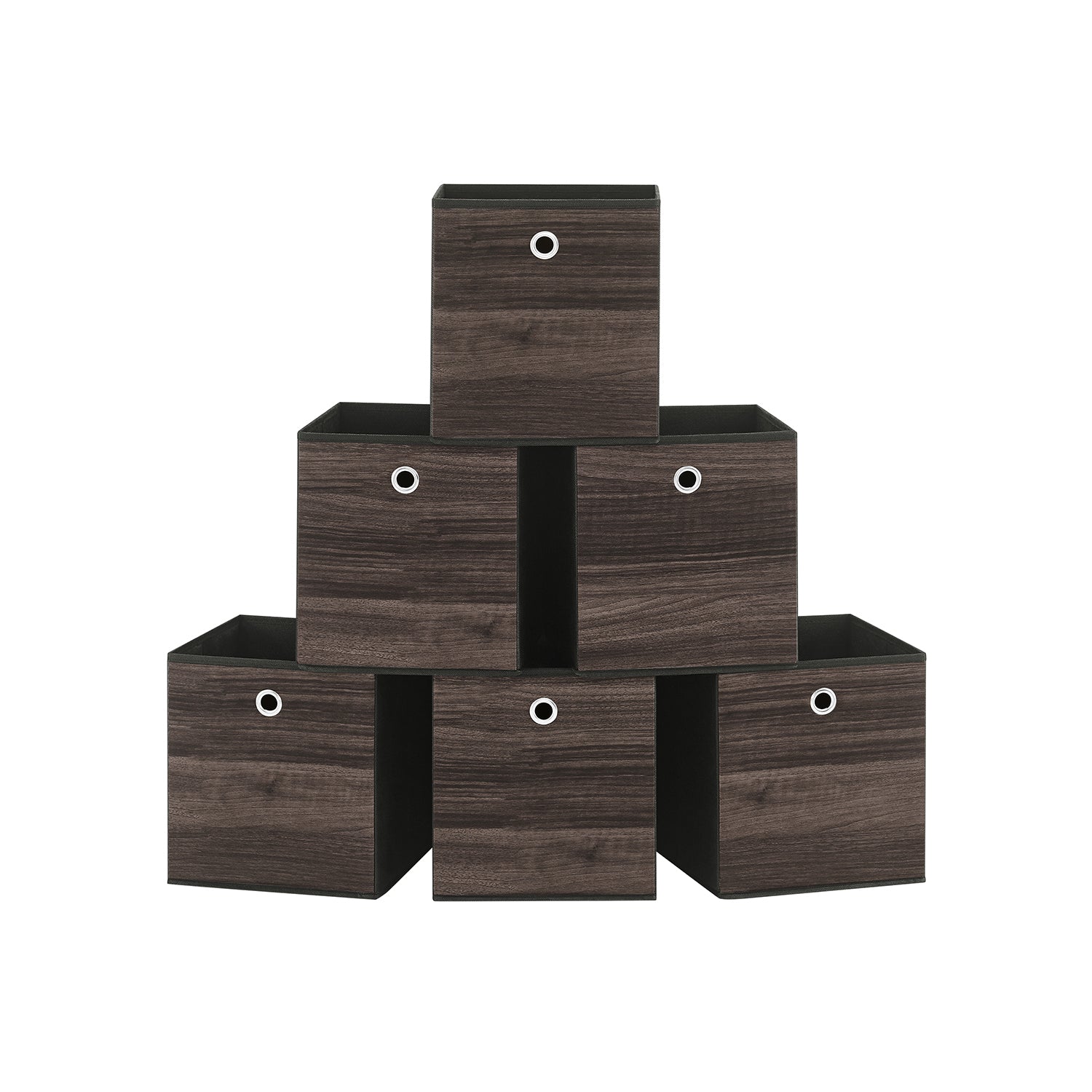 Set of 6 Storage Cubes 10.2 x 10.2 x 11 Inches Chestnut Brown