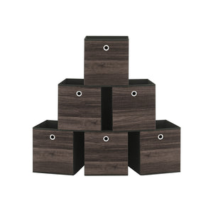 Set of 6 Storage Cubes 10.2 x 10.2 x 11 Inches Chestnut Brown