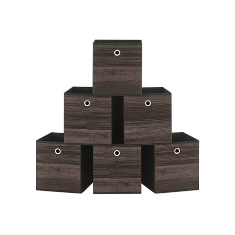 Set of 6 Storage Cubes 10.2 x 10.2 x 11 Inches Chestnut Brown