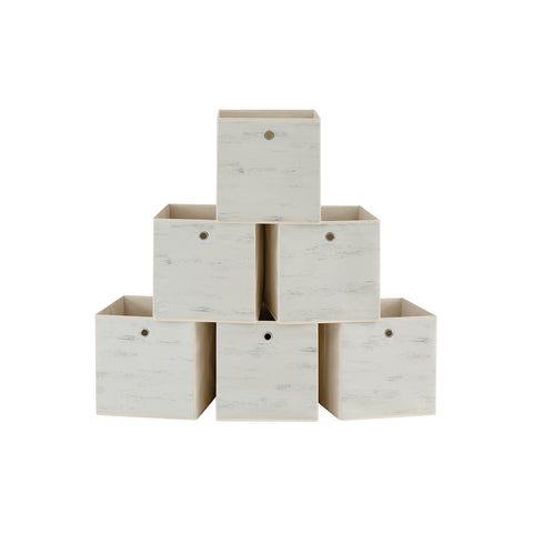 Set of 6 Storage Cubes 13 x 13 x 13 Inches Vintage White
