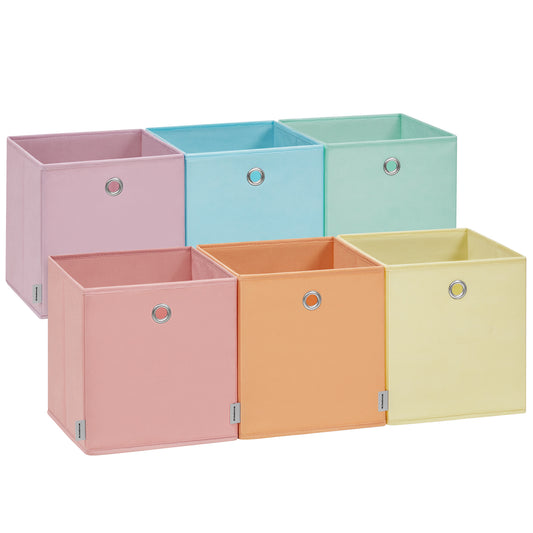 Storage Cubes, Set of 6 Foldable Storage Boxes, 10.2 x 10.2 x 11 Inches, Closet Organizers for Shelf, Rainbow Storage Bins, Colorful Fabric Bins for Bedroom, Living Room