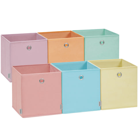 Storage Cubes, Set of 6 Foldable Storage Boxes, 11.8 x 11.8 x 11.8 Inches, Closet Organizers for Shelf, Rainbow Storage Bins, Colorful Fabric Bins for Bedroom, Living Room URFB230X01