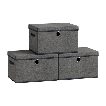 Stackable fabric storage boxes with lids and handles - image 28